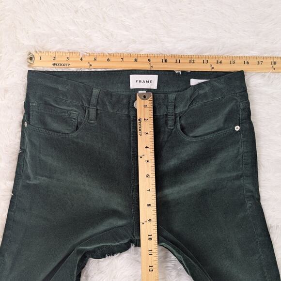Frame Le Mini Boot Corduroy Jeans Pants Hunter Green Size 30 - Picture 10 of 13